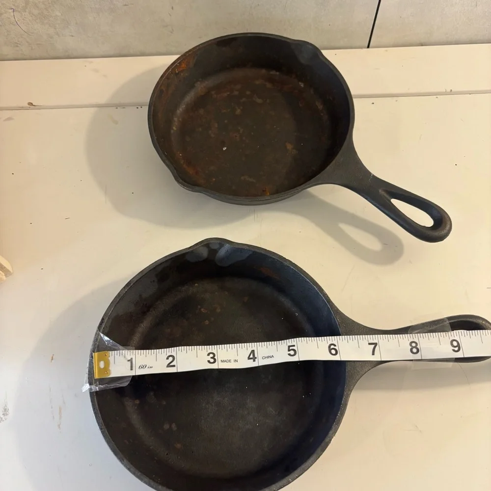 Lodge Vintage Cast Iron Skillet Bundle 2 Piece Set 6.5” Made In USA